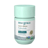 Bottle of True Grace Lion's Mane mushroom capsules on a white background