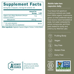 Organic Lion's Mane fruiting bodies used in True Grace supplement