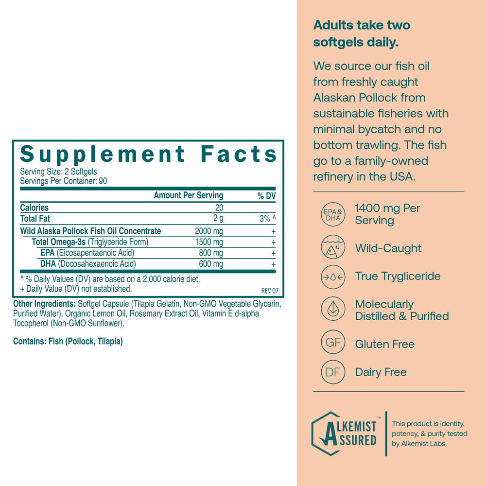 Close-up of the product label showing 1400 mg EPA + DHA