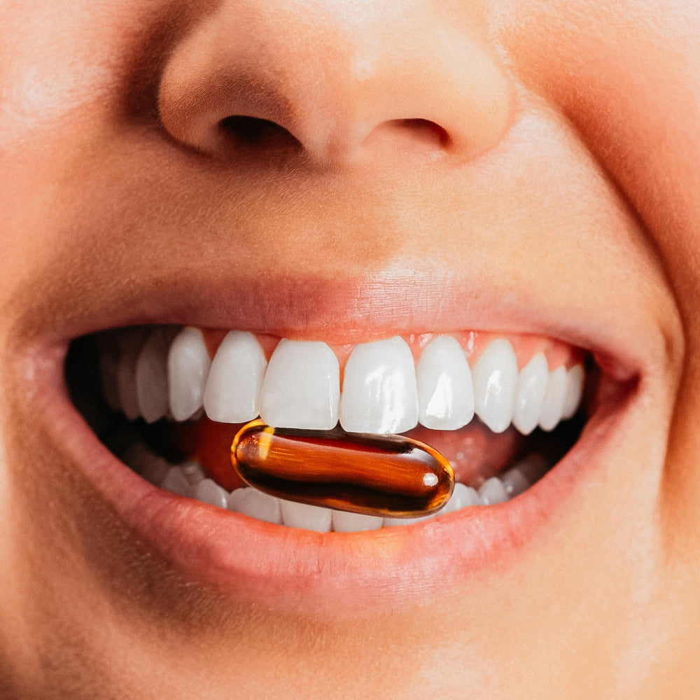 Bottle shown with recycled packaging materials