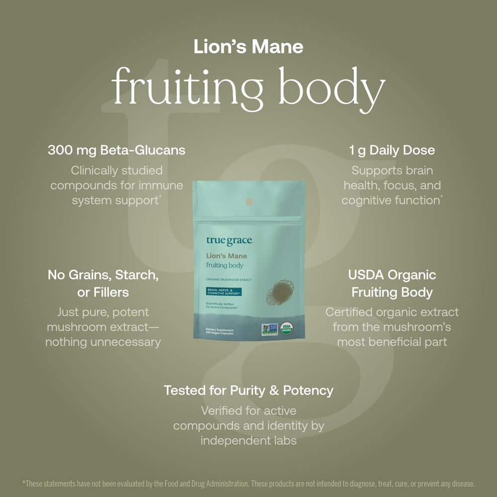 Organic Lion's Mane mushroom capsules from True Grace