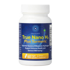 Front view of True Nano H2 with Turmeric bottle