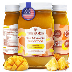 Front view of TrueSeaMoss Wildcrafted Irish Sea Moss Gel Mango/Pineapple 1-pack
