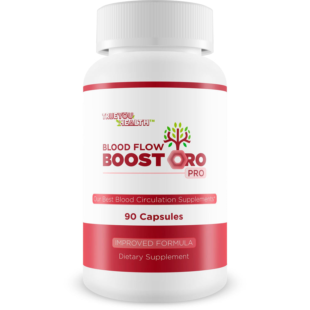 True You Health Blood Flow Boostoro Pro bottle with improved formula for circulation support.