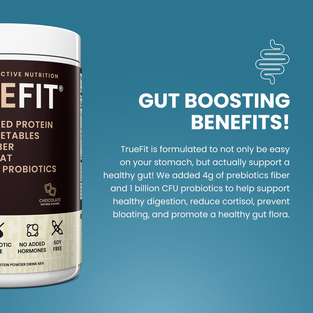 TrueFit meal replacement shake with greens and fruits