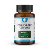Bottle of TRUEMED Fenugreek Capsules 610 mg on white background