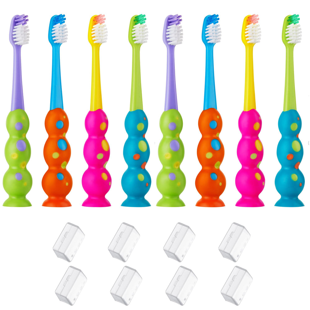 Trueocity Kids Toothbrush 8-pack with soft contoured bristles and multi-color handles
