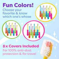 Set of eight toothbrushes in multi-color designs