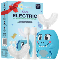 Trueocity kids U-shape electric toothbrush blue with 360° silicone head