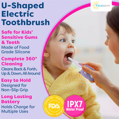 In-box contents for Trueocity Kids U Shape Toothbrush