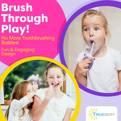 Side view of Trueocity Kids U Shape Toothbrush purple