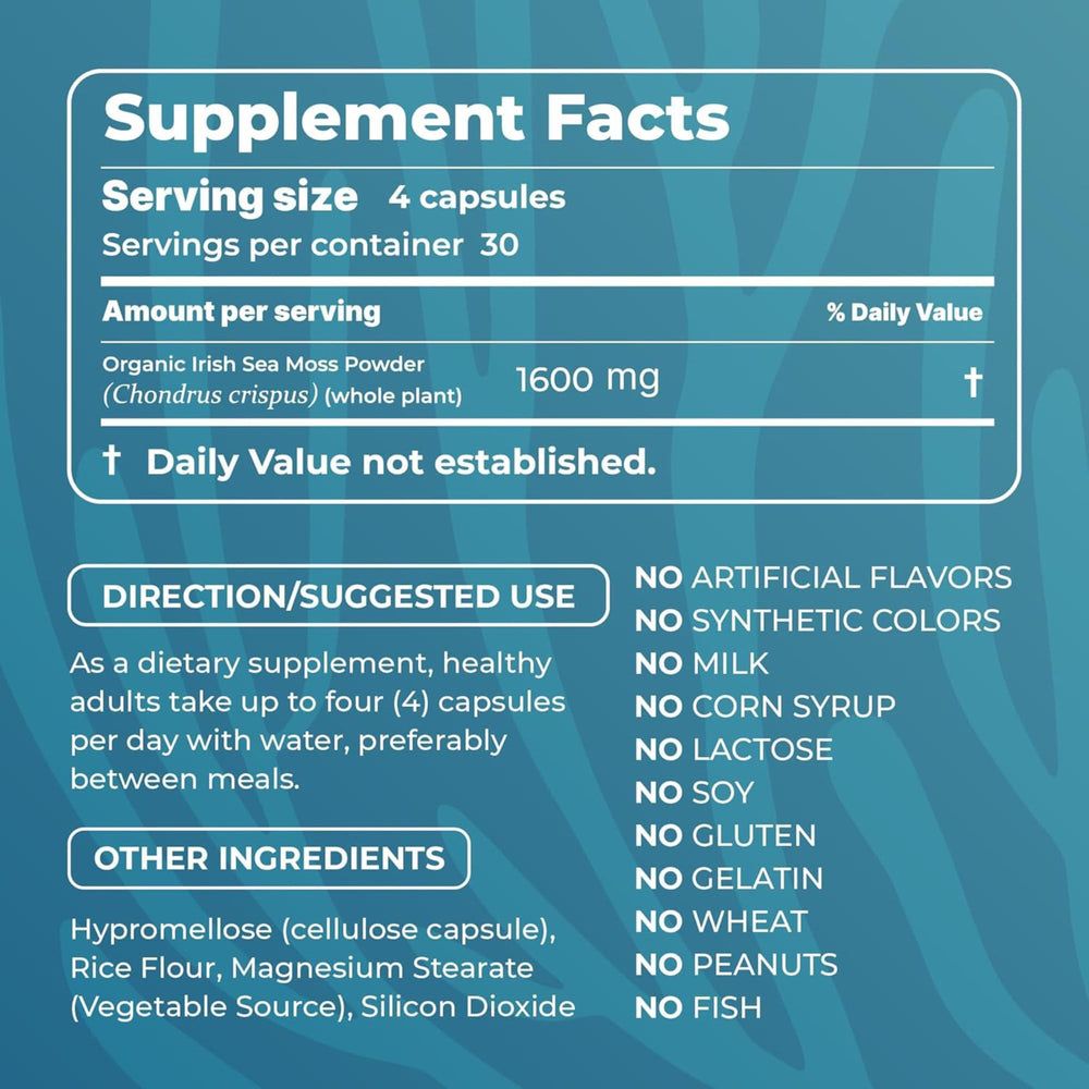 Packaging box and bottle of TrueSeaMoss capsules