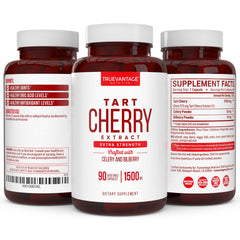 Bottle of Truevantage Tart Cherry Extract Capsules with 90-count label