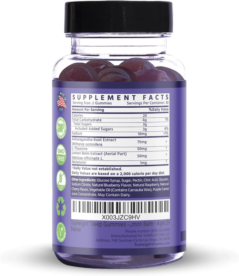 Bottle of TruHeight Sleep Gummies for kids and teens