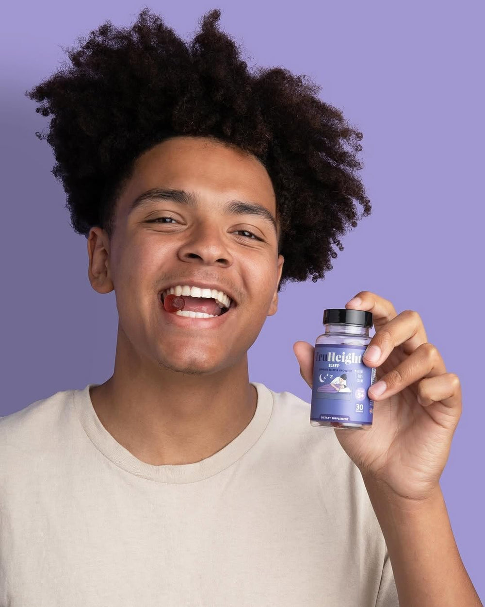 Close-up of a mixed berry TruHeight gummy