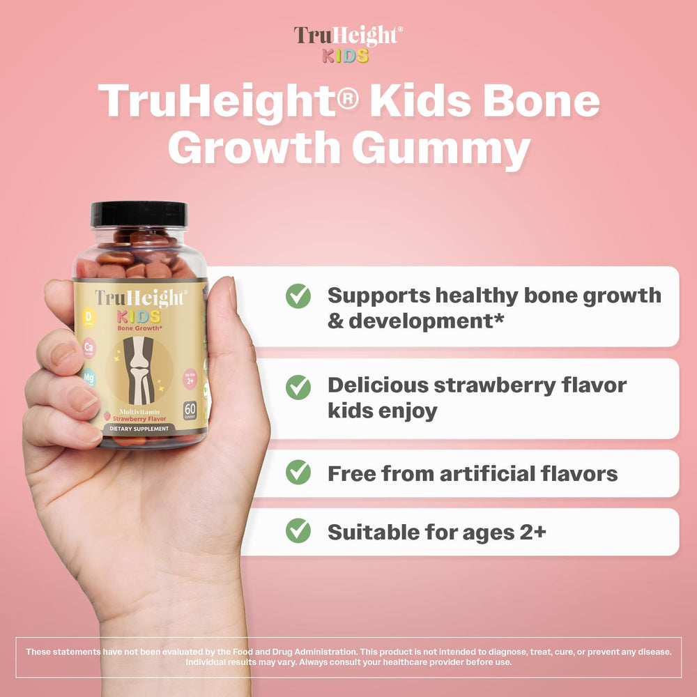 Back label of TruHeight Kids Bone Growth Gummies bottle