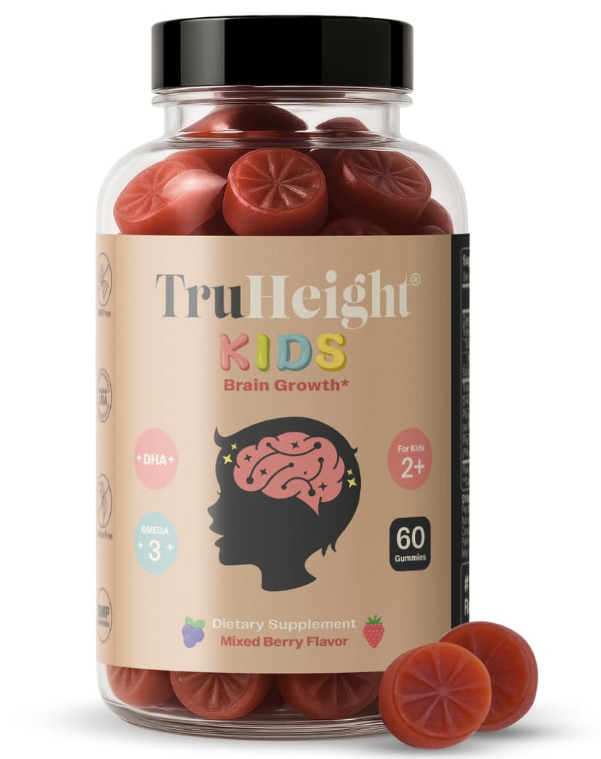 TruHeight Kids Brain Growth Gummies in Mixed Berry flavor for ages 2+