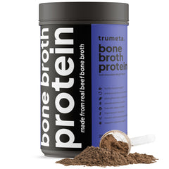 TRUMETA beef bone broth protein powder jar front for premium nutrition