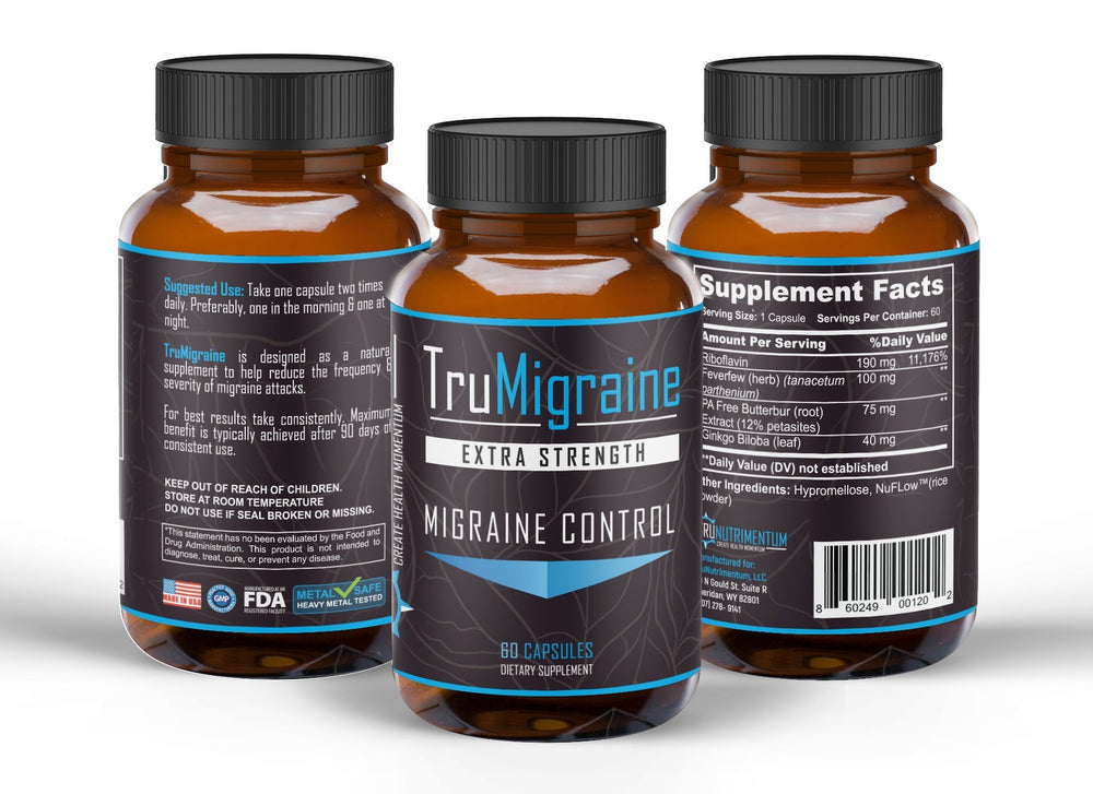 Ingredient highlights: Riboflavin, Feverfew, Butterbur, Ginkgo Biloba