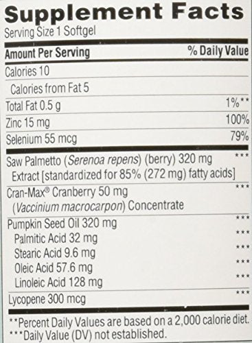 Nutritional facts panel on the bottle