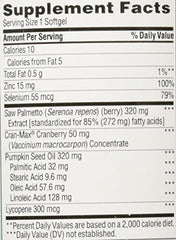 Nutritional facts panel on the bottle