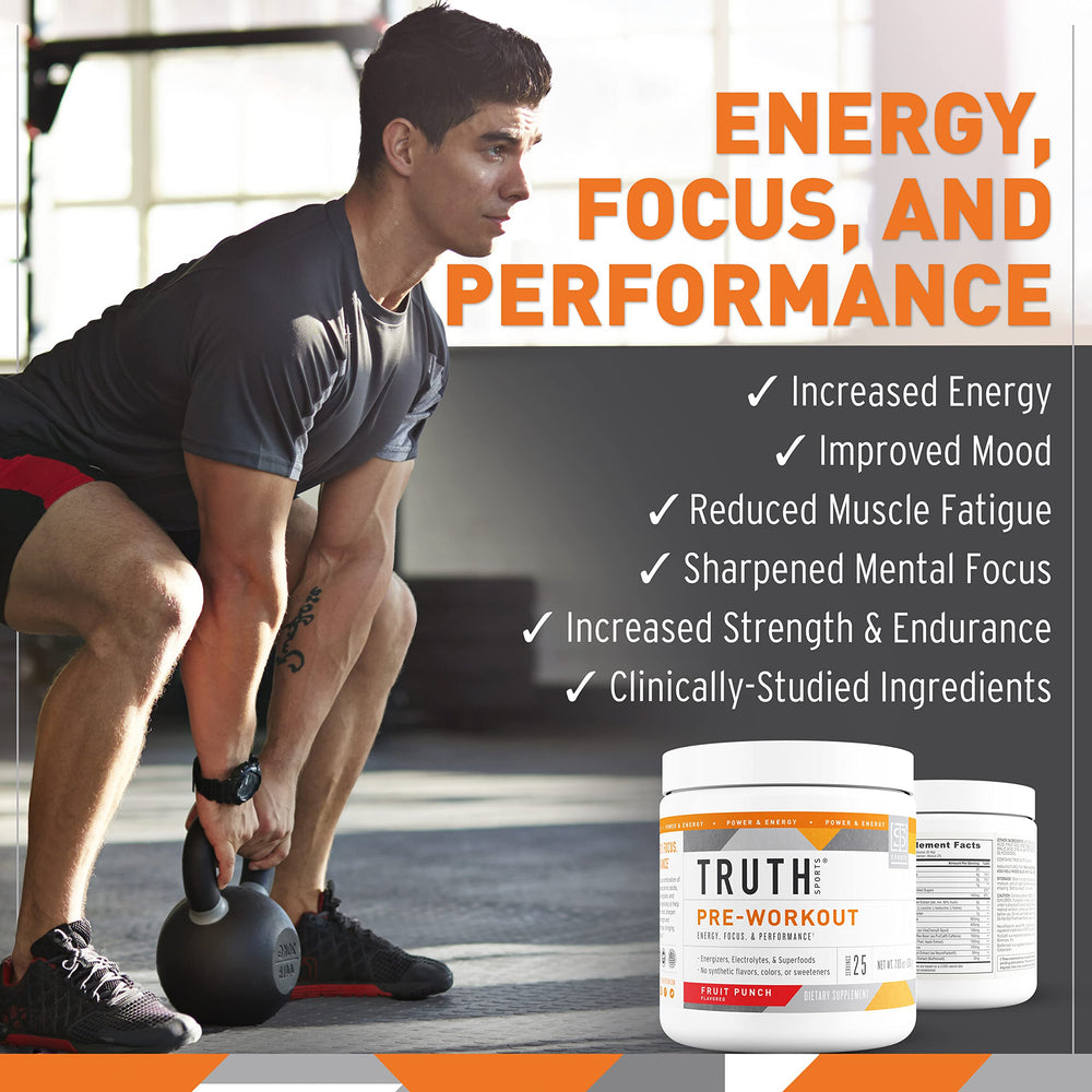 Truth Nutrition Pre Workout Powder Fruit Punch canister – side view