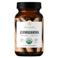 Bottle of Truvani Organic Ashwagandha with label