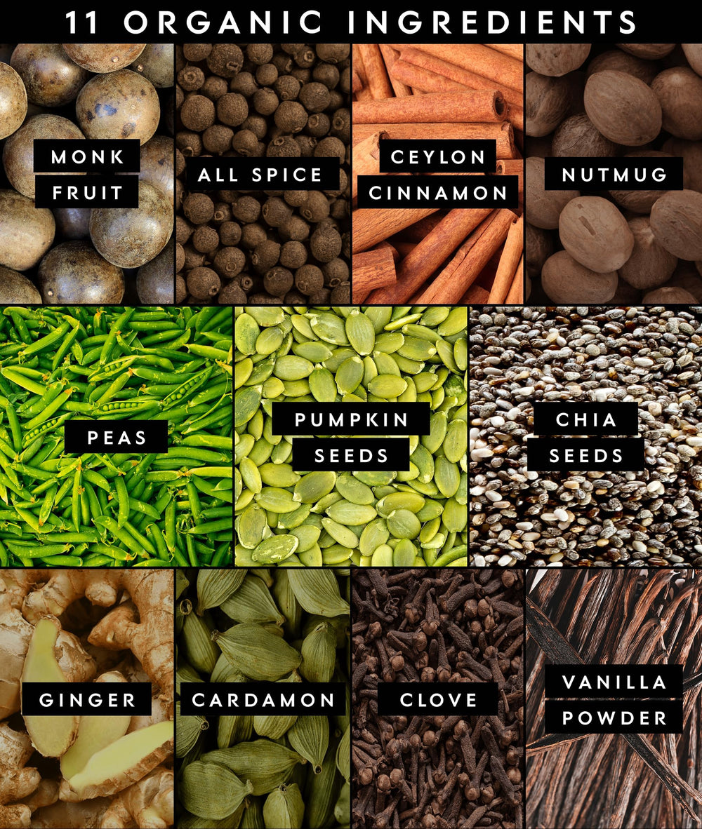 Truvani organic pea protein vanilla chai powder dissolves smoothly in a bowl.