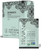 Truvani vegan pea protein mint chocolate packet for on-the-go protein boost