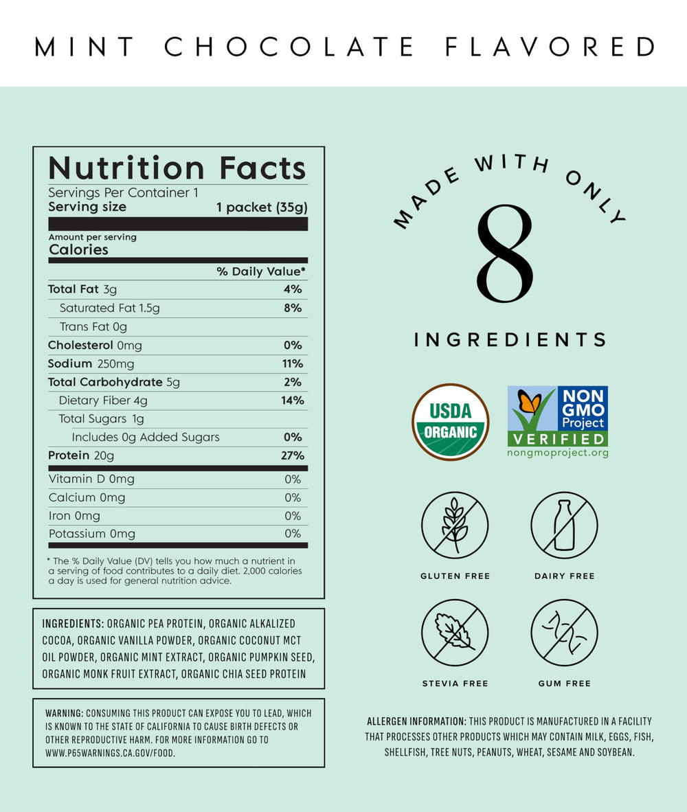 Truvani vegan pea protein powder scoop highlighting 20g protein per serving