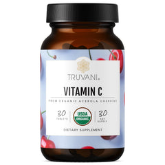 Bottle of Truvani Vitamin C with USDA Organic certification