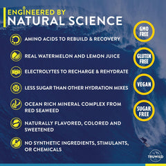 TruWild Hydrate glass with ice ready for a refreshing recovery drink.