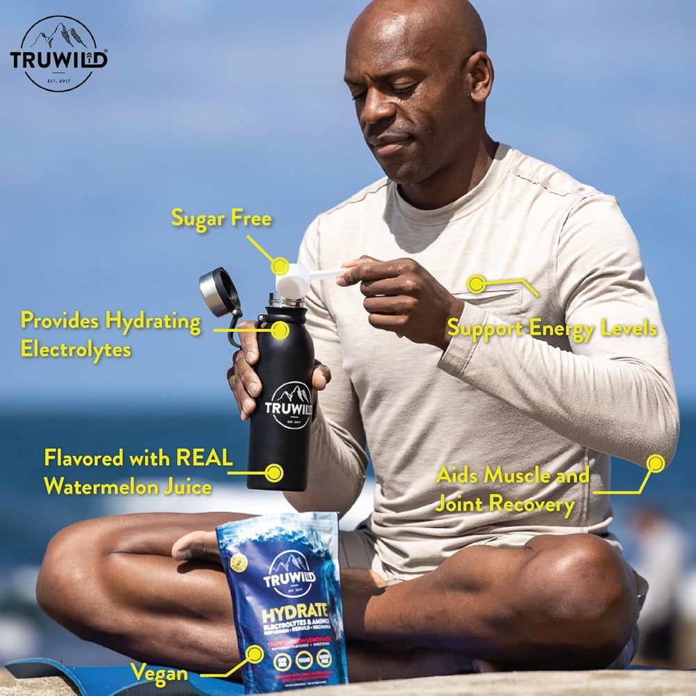 TruWild Hydrate serving scoop with powder for convenient fueling.