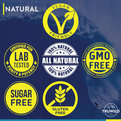 Zero sugar formula label on TruWild Hydrate packaging