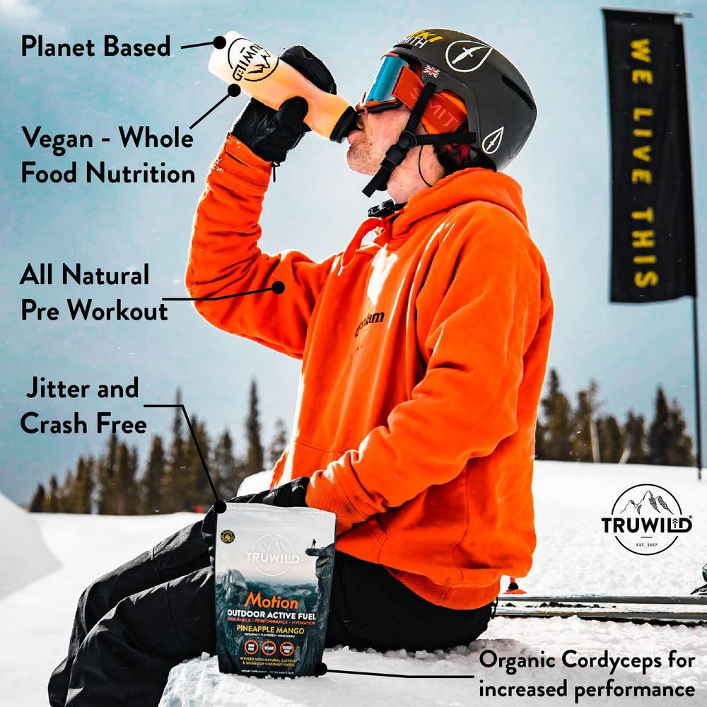 TruWild Motion dissolving powder shown for quick hydration during workouts