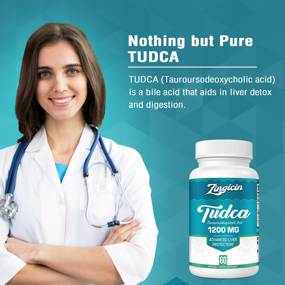 Close-up of TUDCA 1200mg capsules