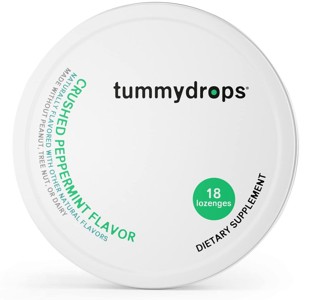 Three tummy drops tins on counter for easy access.