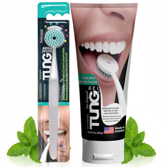 Front view of Tung Tongue Cleaning Kit with brush and gel