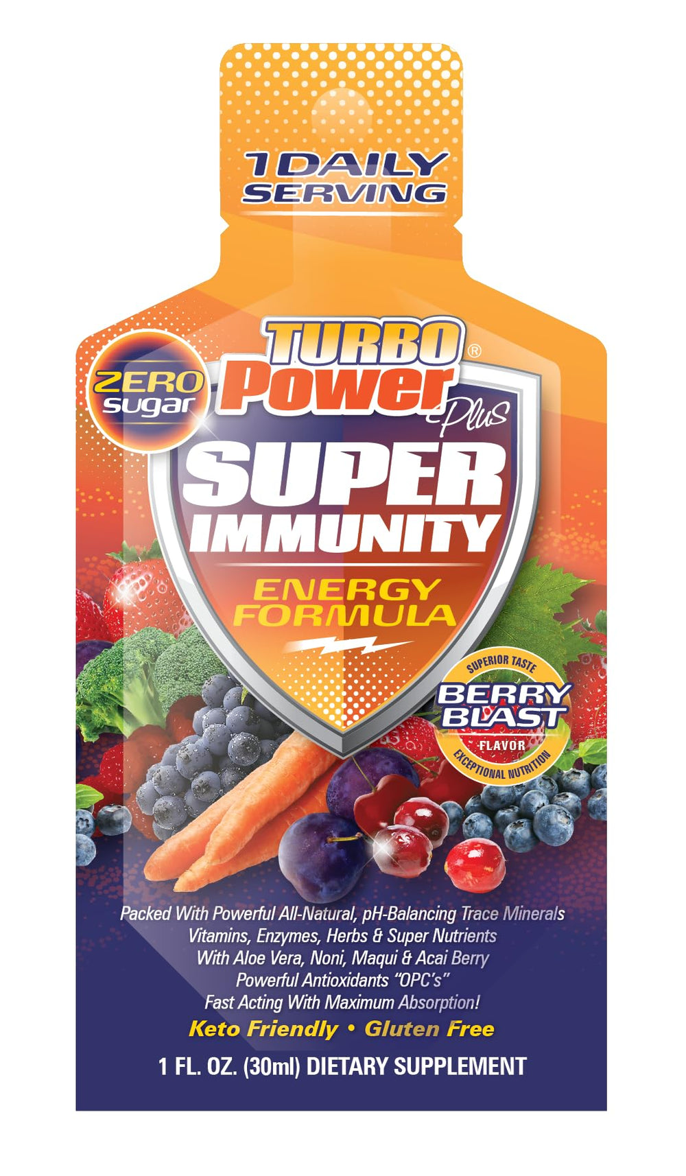 Ingredient blend showing antioxidants, vitamins and minerals