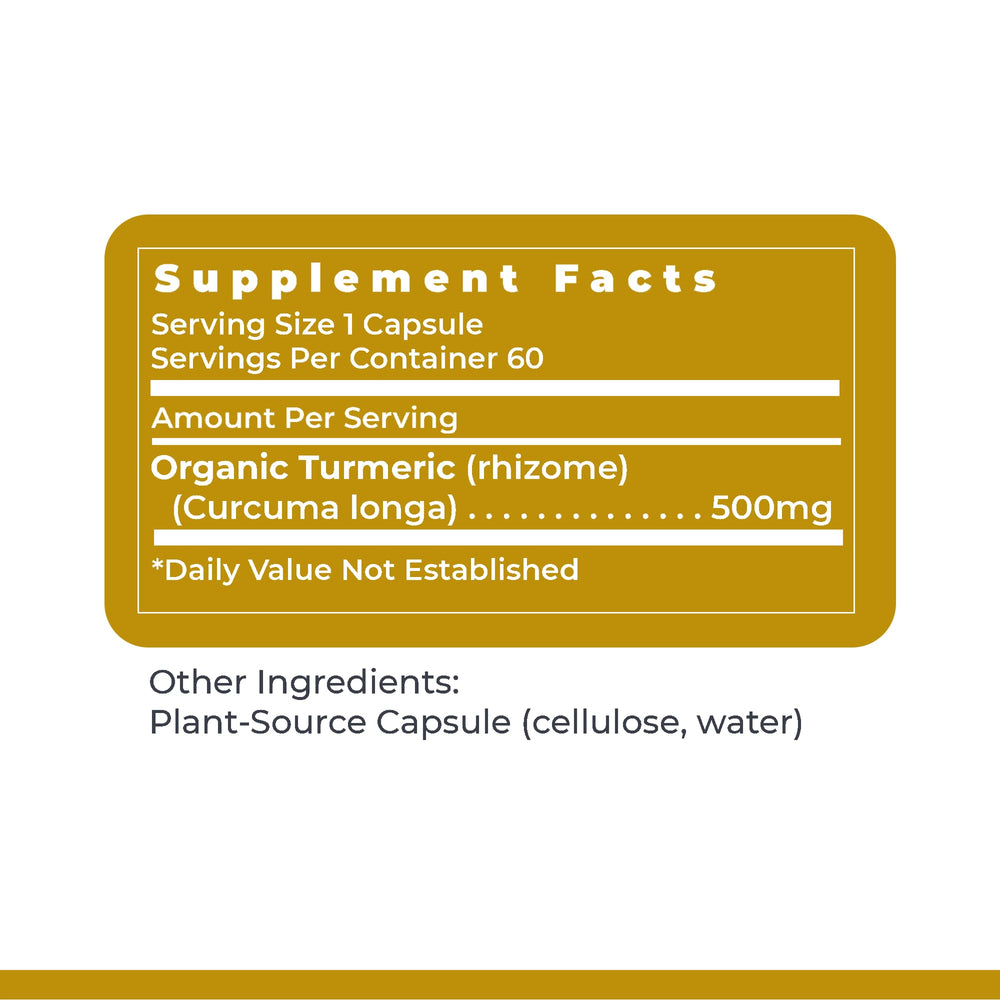 Pack shot of 60 vegetarian turmeric capsules