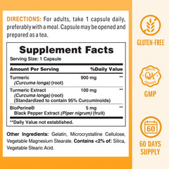 Turmeric curcumin capsules prepared for daily use