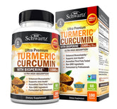 Bottle of Turmeric Curcumin 1500mg with BioPerine - 180 vegan capsules