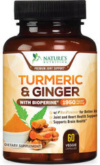Front view of Turmeric Curcumin 1950mg 60 capsules bottle