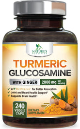 Turmeric Curcumin 2000mg with 95% curcuminoids, glucosamine, ginger and Bioperine for maximum absorption