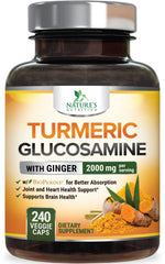 Turmeric Curcumin 2000mg with 95% curcuminoids, glucosamine, ginger and Bioperine for maximum absorption