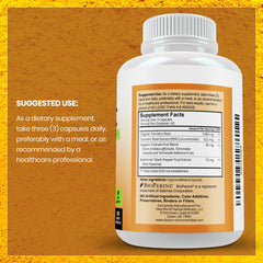 Capsules view showing 750mg turmeric curcumin capsules