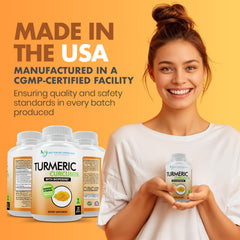 100% organic turmeric icon and packaging