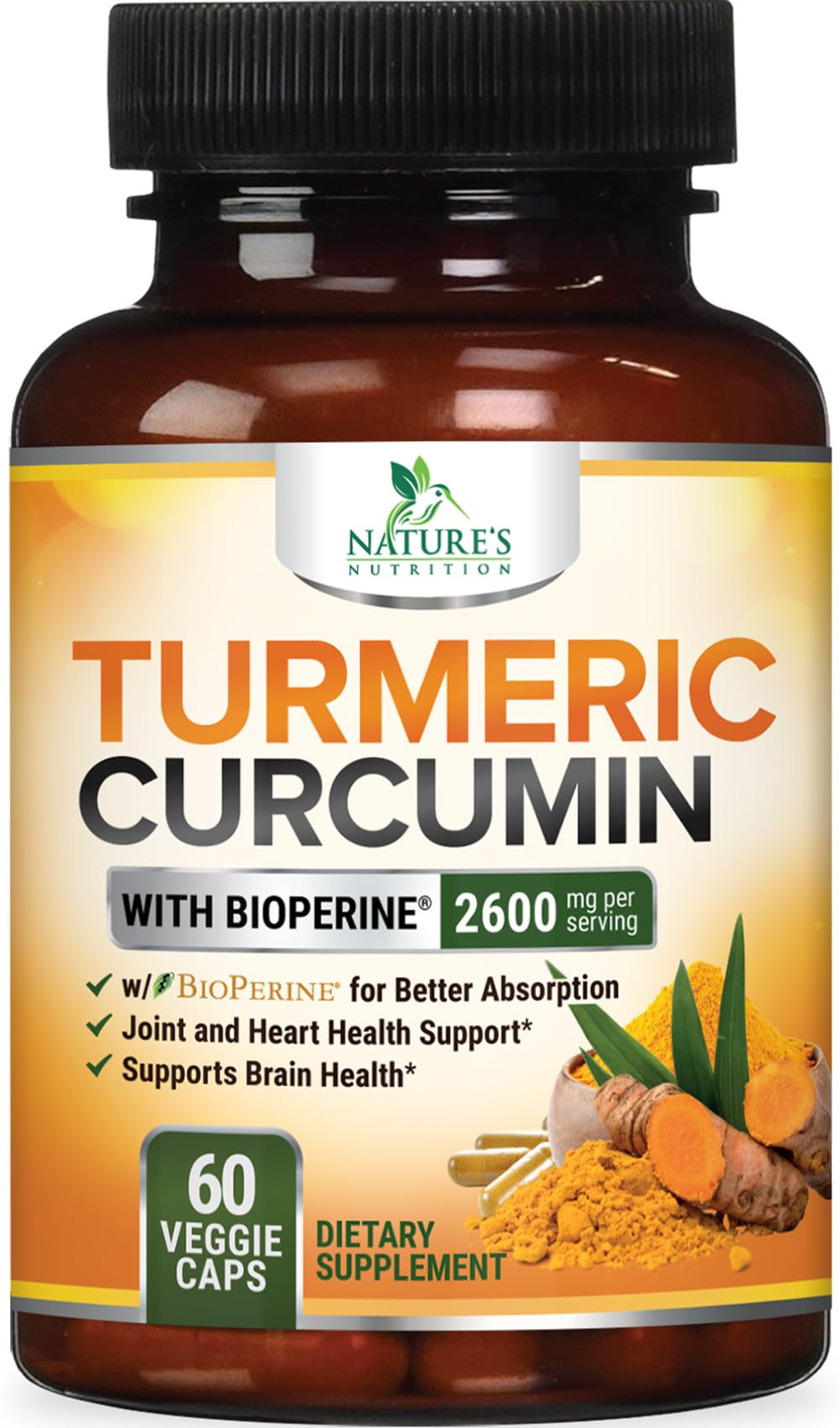 Hero image: Turmeric Curcumin 2600mg with BioPerine for enhanced absorption