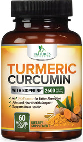 Hero image: Turmeric Curcumin 2600mg with BioPerine for enhanced absorption