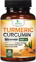 Hero image: Turmeric Curcumin 2600mg with BioPerine for enhanced absorption